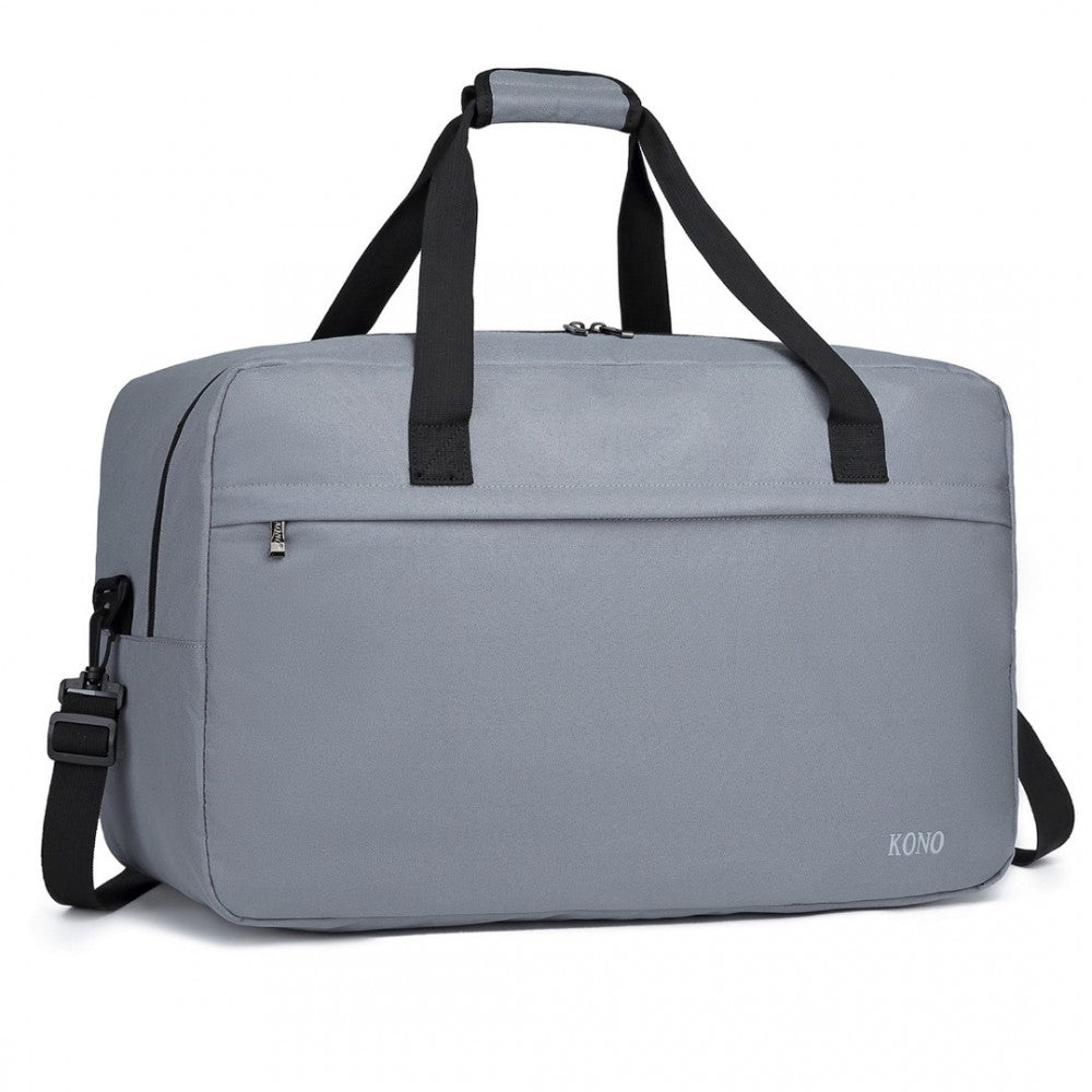 E1960L - KONO LIGHTWEIGHT MULTI PURPOSE UNISEX SPORTS TRAVEL DUFFEL BAG - LIGHT GREY - The Baggage Shop