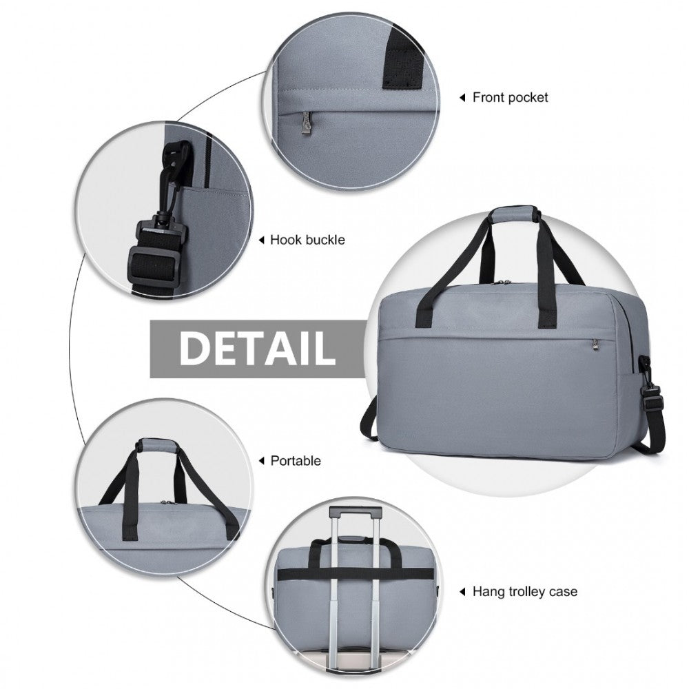 E1960L - KONO LIGHTWEIGHT MULTI PURPOSE UNISEX SPORTS TRAVEL DUFFEL BAG - LIGHT GREY - The Baggage Shop