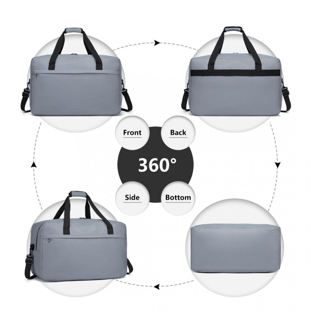 E1960L - KONO LIGHTWEIGHT MULTI PURPOSE UNISEX SPORTS TRAVEL DUFFEL BAG - LIGHT GREY - The Baggage Shop