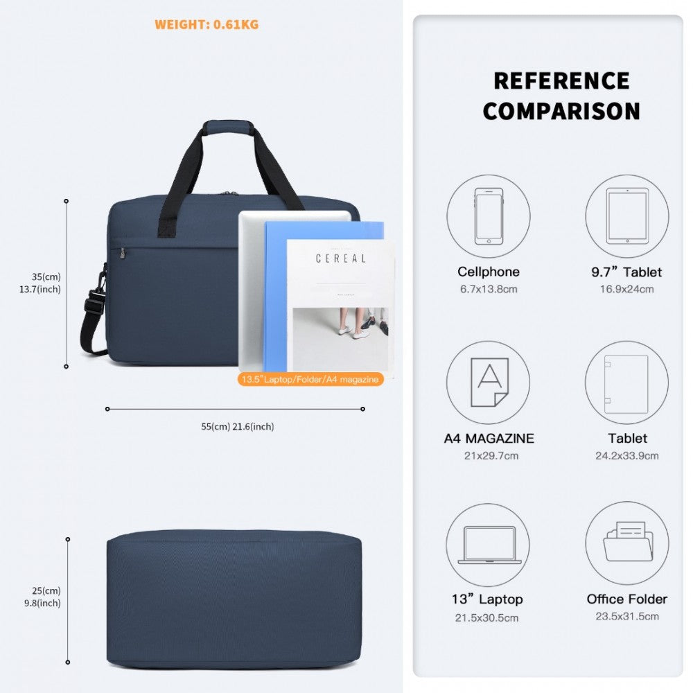 E1960L - KONO LIGHTWEIGHT MULTI PURPOSE UNISEX SPORTS TRAVEL DUFFEL BAG - NAVY - The Baggage Shop
