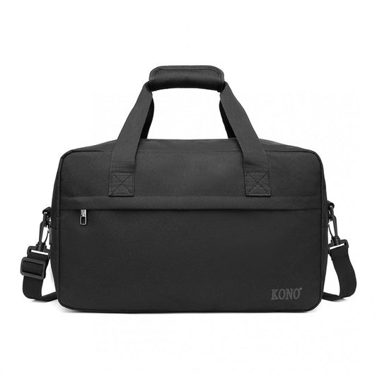 E1960M - KONO LIGHTWEIGHT MULTI PURPOSE UNISEX SPORTS TRAVEL DUFFEL BAG - BLACK - The Baggage Shop