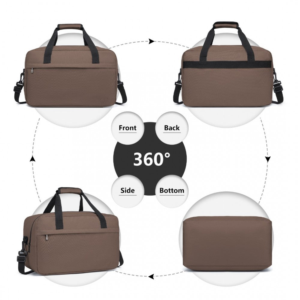 E1960M - KONO LIGHTWEIGHT MULTI PURPOSE UNISEX SPORTS TRAVEL DUFFEL BAG - BROWN - The Baggage Shop