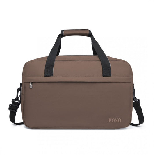 E1960M - KONO LIGHTWEIGHT MULTI PURPOSE UNISEX SPORTS TRAVEL DUFFEL BAG - BROWN - The Baggage Shop