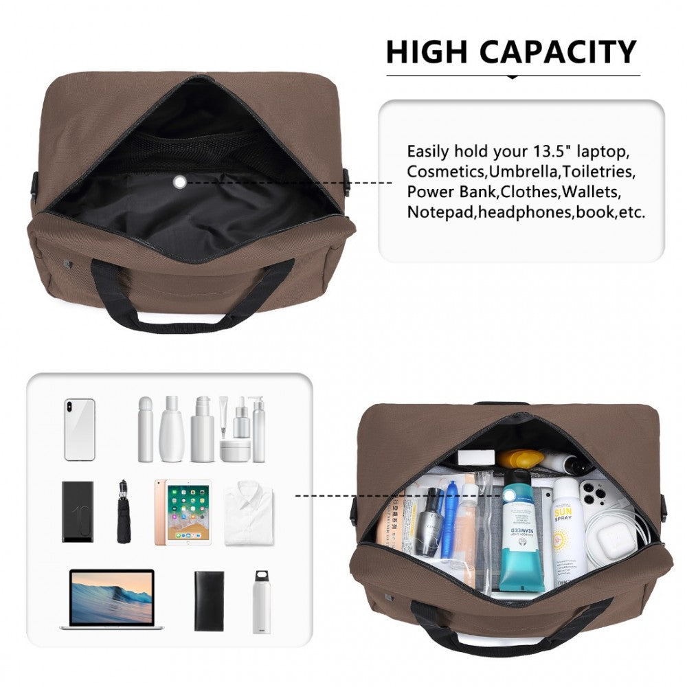 E1960M - KONO LIGHTWEIGHT MULTI PURPOSE UNISEX SPORTS TRAVEL DUFFEL BAG - BROWN - The Baggage Shop