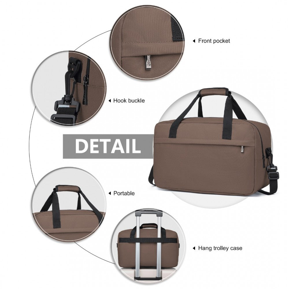 E1960M - KONO LIGHTWEIGHT MULTI PURPOSE UNISEX SPORTS TRAVEL DUFFEL BAG - BROWN - The Baggage Shop