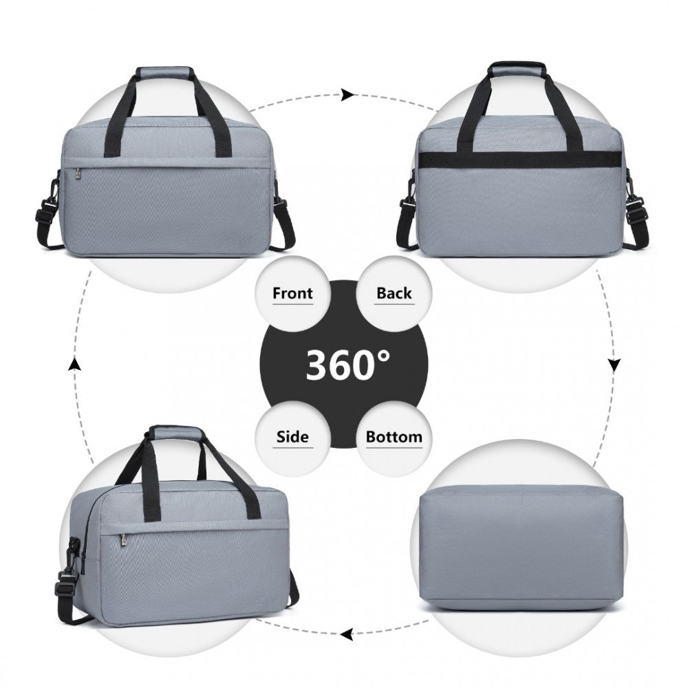 E1960M - KONO LIGHTWEIGHT MULTI PURPOSE UNISEX SPORTS TRAVEL DUFFEL BAG - LIGHT GREY - The Baggage Shop
