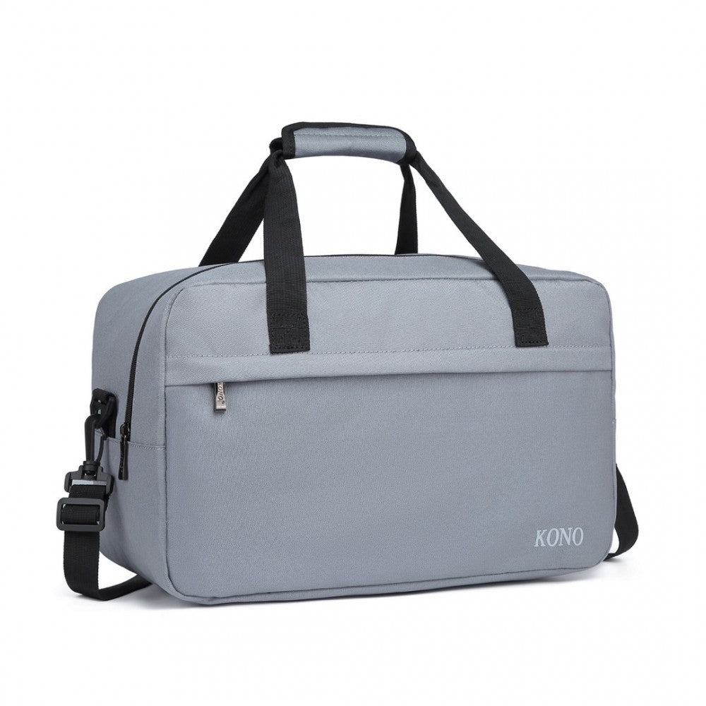 E1960M - KONO LIGHTWEIGHT MULTI PURPOSE UNISEX SPORTS TRAVEL DUFFEL BAG - LIGHT GREY - The Baggage Shop