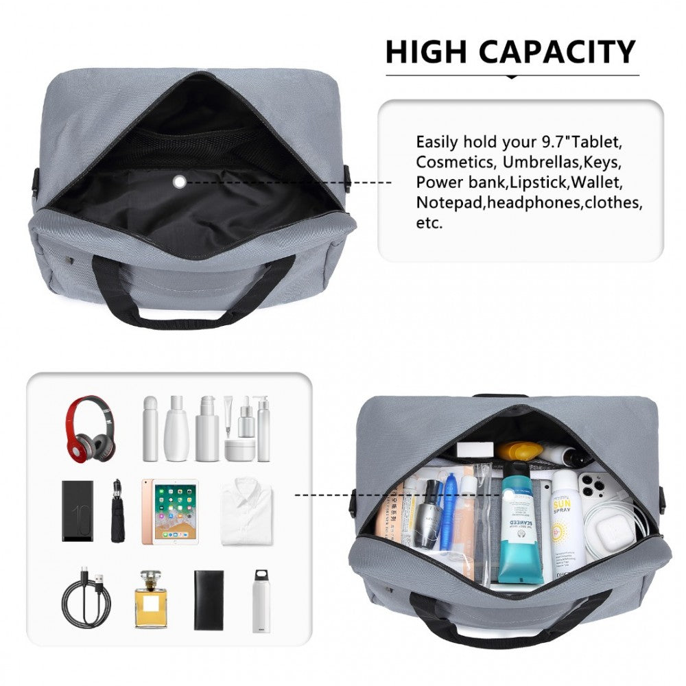 E1960M - KONO LIGHTWEIGHT MULTI PURPOSE UNISEX SPORTS TRAVEL DUFFEL BAG - LIGHT GREY - The Baggage Shop