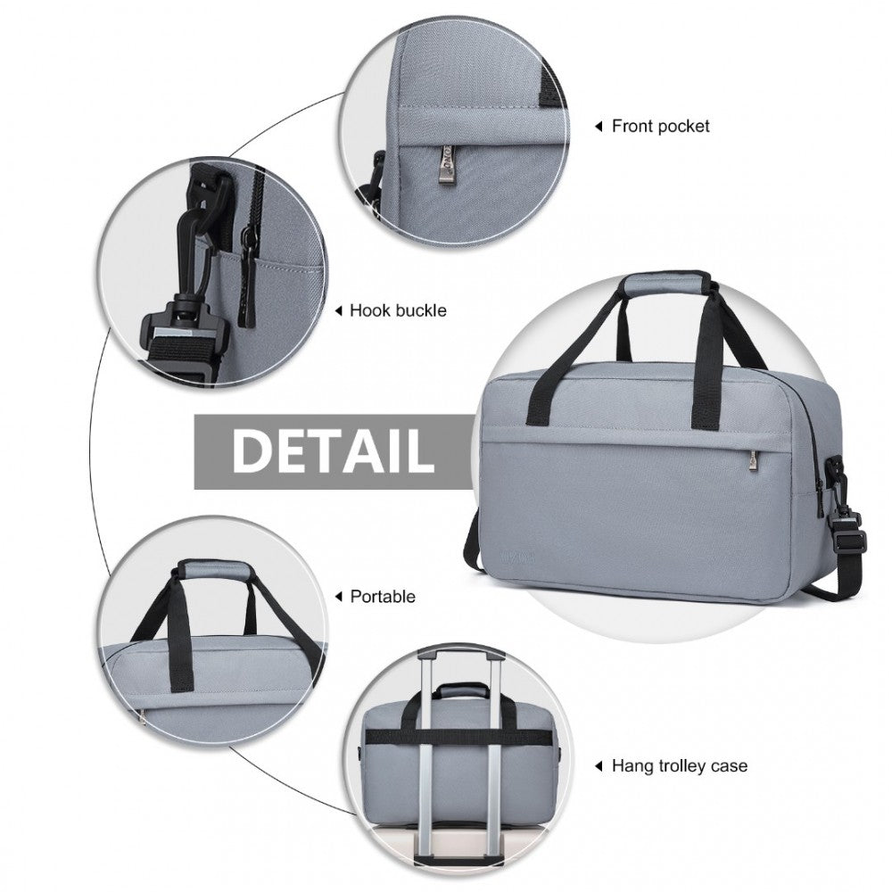 E1960M - KONO LIGHTWEIGHT MULTI PURPOSE UNISEX SPORTS TRAVEL DUFFEL BAG - LIGHT GREY - The Baggage Shop