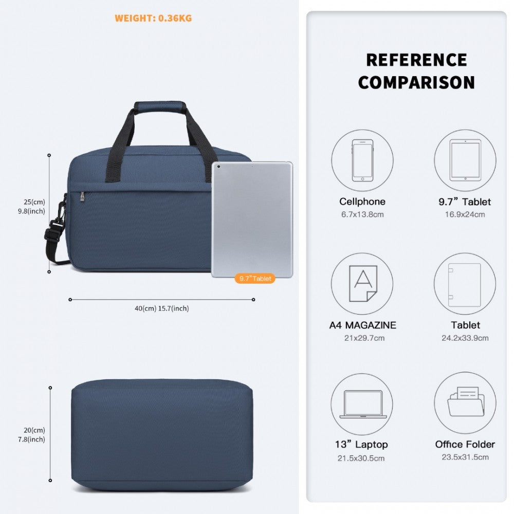E1960M - KONO LIGHTWEIGHT MULTI PURPOSE UNISEX SPORTS TRAVEL DUFFEL BAG - NAVY - The Baggage Shop