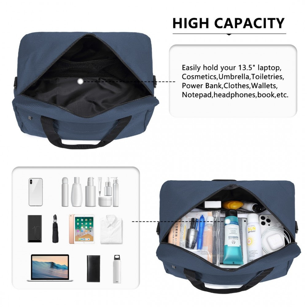 E1960M - KONO LIGHTWEIGHT MULTI PURPOSE UNISEX SPORTS TRAVEL DUFFEL BAG - NAVY - The Baggage Shop