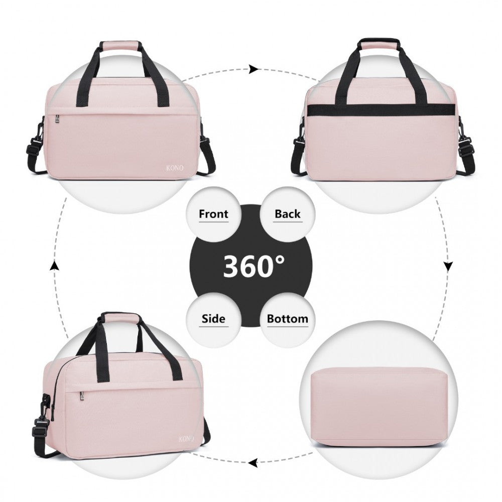 E1960M - KONO LIGHTWEIGHT MULTI PURPOSE UNISEX SPORTS TRAVEL DUFFEL BAG - PINK - The Baggage Shop