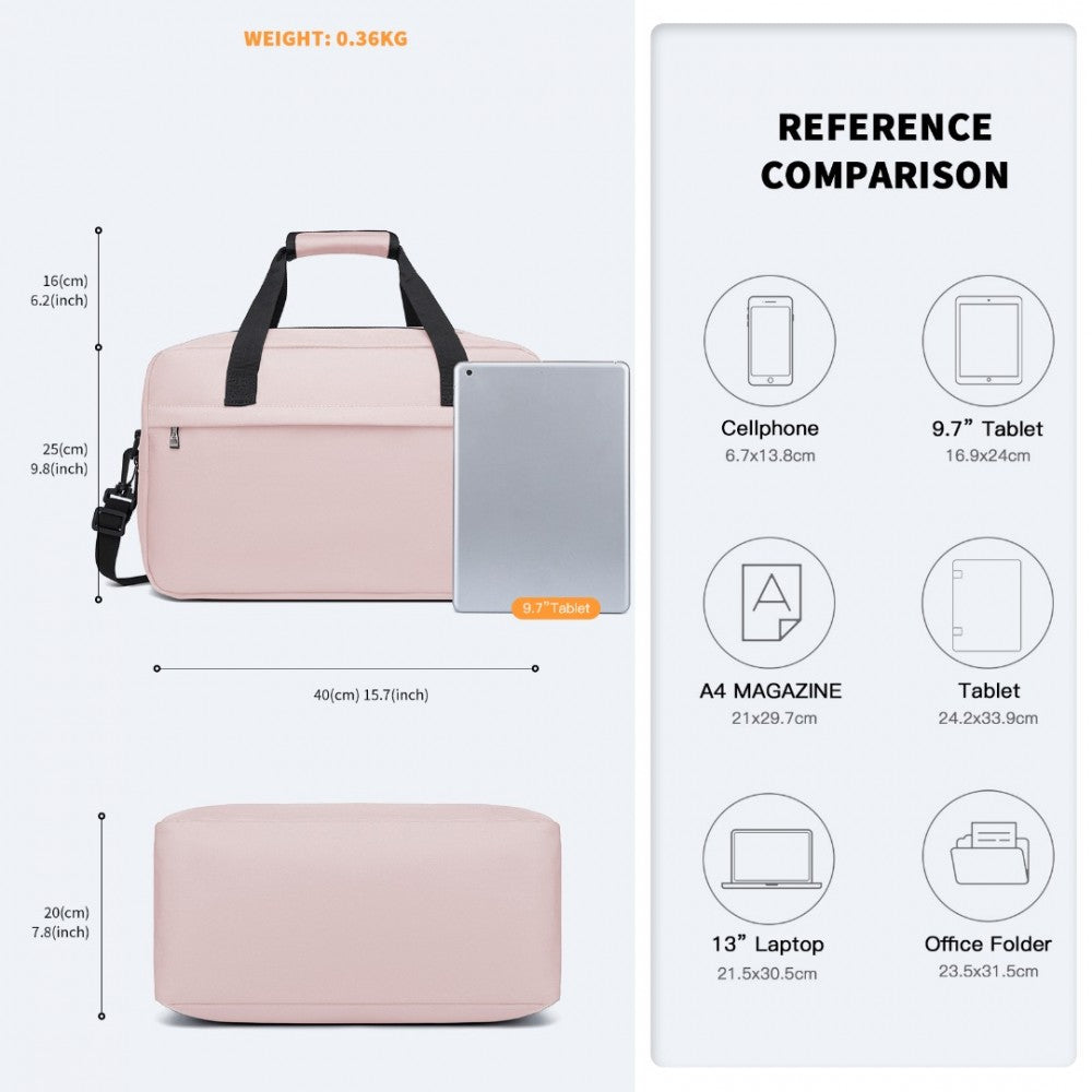 E1960M - KONO LIGHTWEIGHT MULTI PURPOSE UNISEX SPORTS TRAVEL DUFFEL BAG - PINK - The Baggage Shop