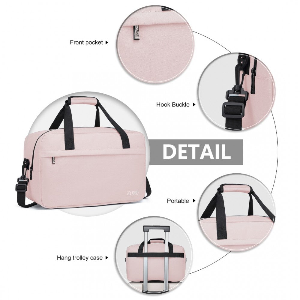 E1960M - KONO LIGHTWEIGHT MULTI PURPOSE UNISEX SPORTS TRAVEL DUFFEL BAG - PINK - The Baggage Shop