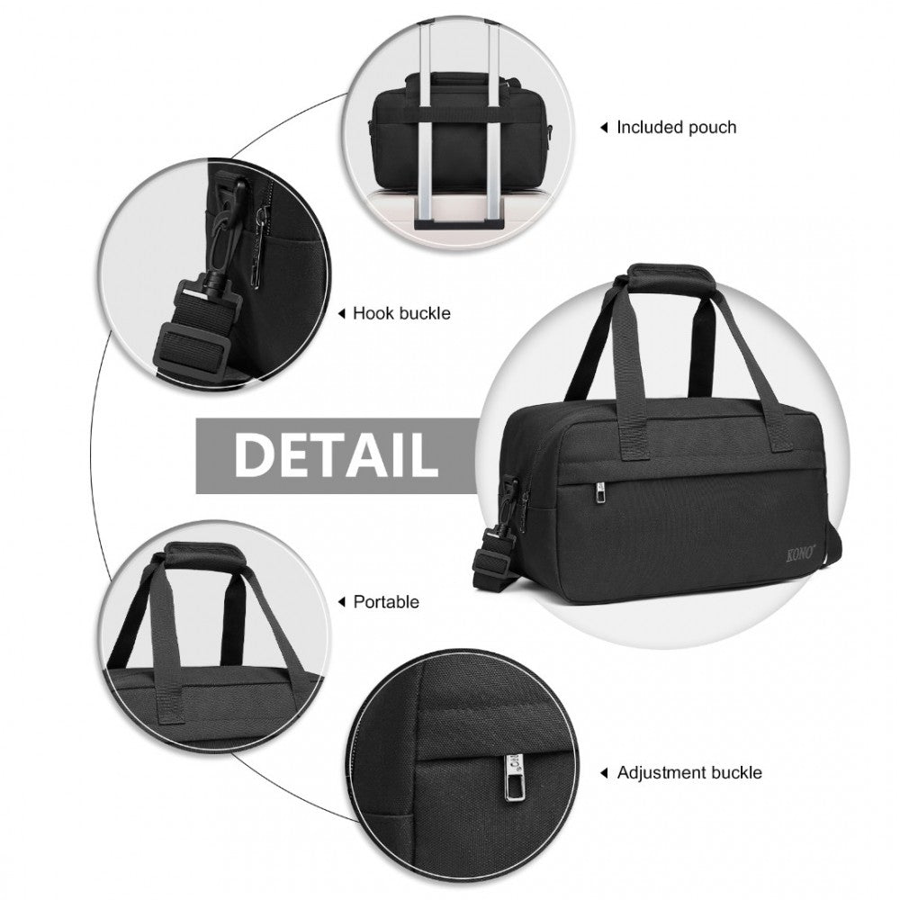 E1960S - KONO LIGHTWEIGHT MULTI PURPOSE UNISEX SPORTS TRAVEL DUFFEL BAG - BLACK - The Baggage Shop