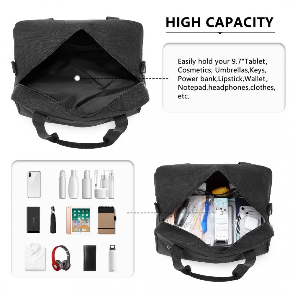 E1960S - KONO LIGHTWEIGHT MULTI PURPOSE UNISEX SPORTS TRAVEL DUFFEL BAG - BLACK - The Baggage Shop