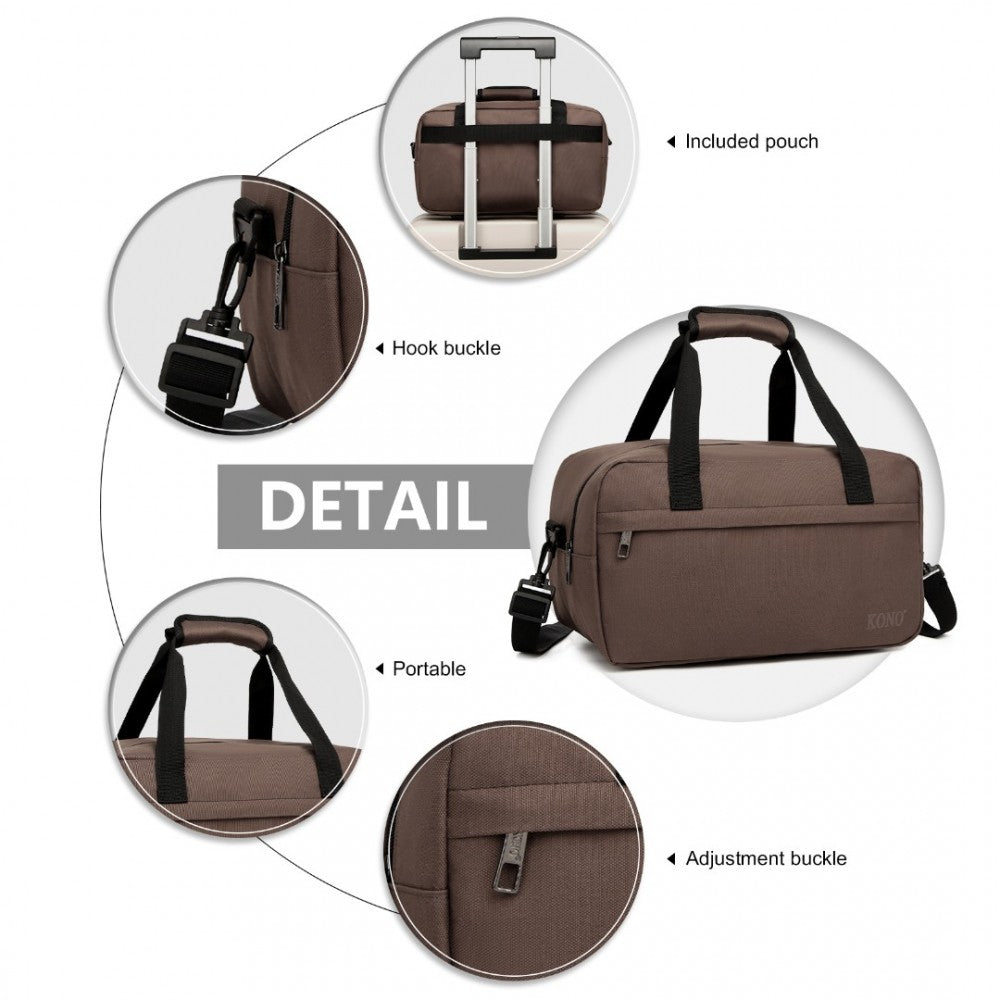 E1960S - KONO LIGHTWEIGHT MULTI PURPOSE UNISEX SPORTS TRAVEL DUFFEL BAG - BROWN - The Baggage Shop