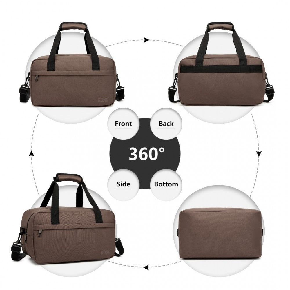 E1960S - KONO LIGHTWEIGHT MULTI PURPOSE UNISEX SPORTS TRAVEL DUFFEL BAG - BROWN - The Baggage Shop