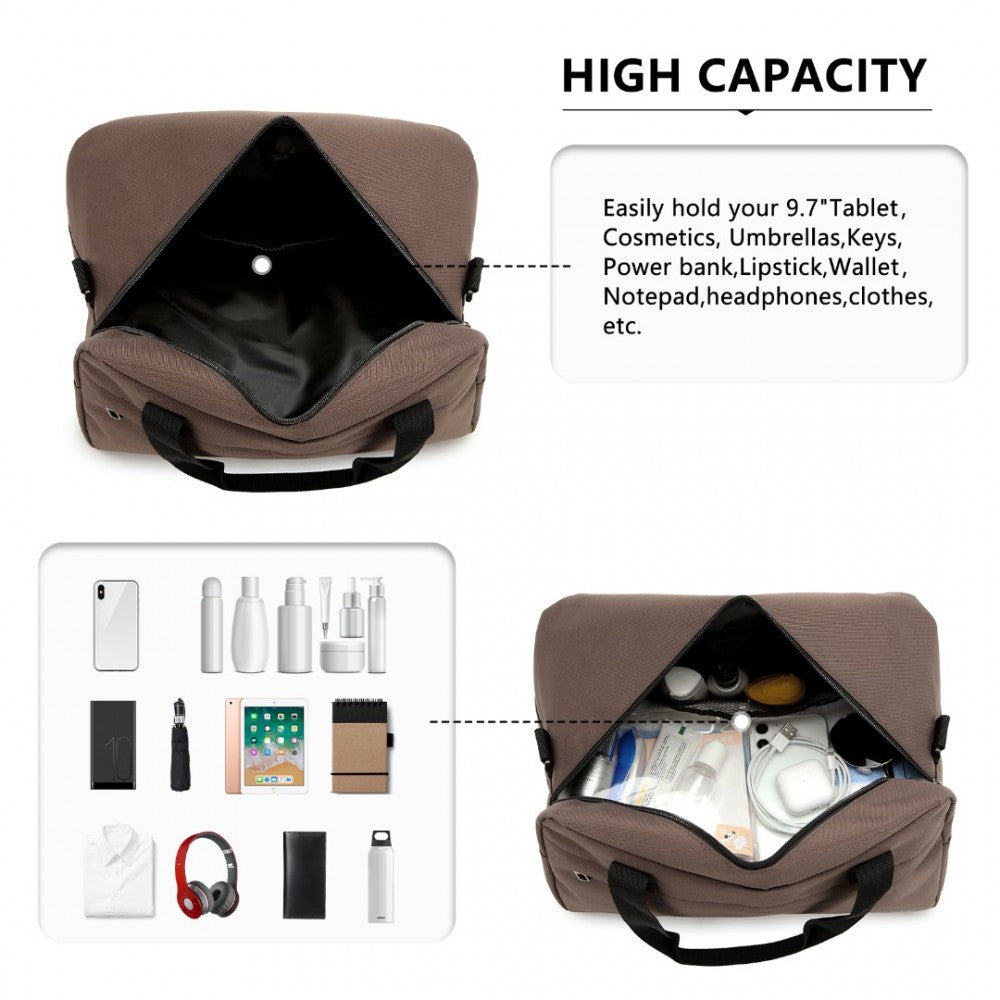 E1960S - KONO LIGHTWEIGHT MULTI PURPOSE UNISEX SPORTS TRAVEL DUFFEL BAG - BROWN - The Baggage Shop