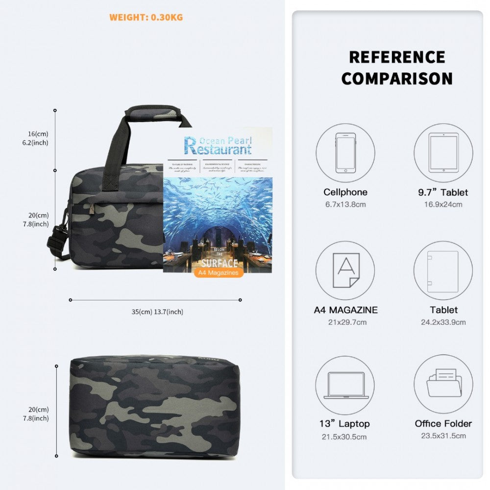 E1960S - KONO LIGHTWEIGHT MULTI PURPOSE UNISEX SPORTS TRAVEL DUFFEL BAG - CAMOUFLAGE - The Baggage Shop