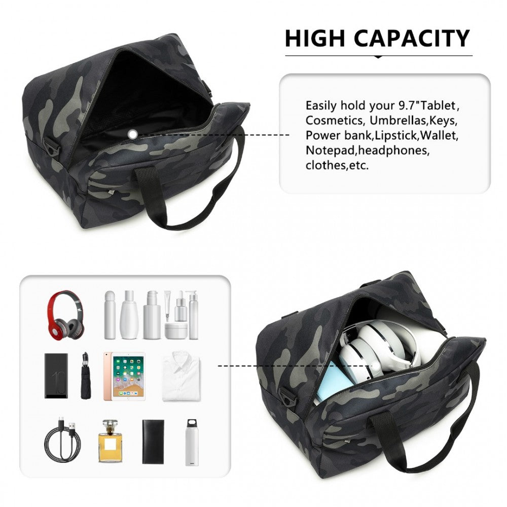 E1960S - KONO LIGHTWEIGHT MULTI PURPOSE UNISEX SPORTS TRAVEL DUFFEL BAG - CAMOUFLAGE - The Baggage Shop