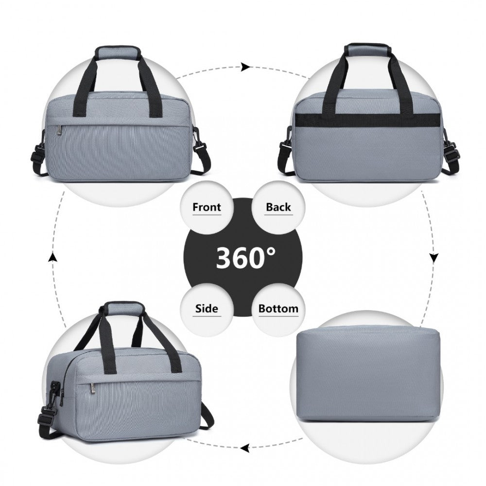 E1960S - KONO LIGHTWEIGHT MULTI PURPOSE UNISEX SPORTS TRAVEL DUFFEL BAG - LIGHT GREY - The Baggage Shop