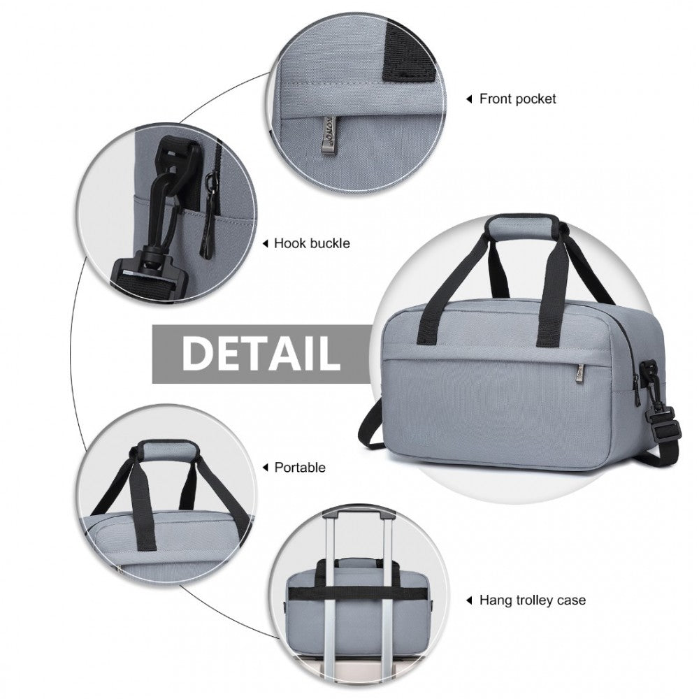 E1960S - KONO LIGHTWEIGHT MULTI PURPOSE UNISEX SPORTS TRAVEL DUFFEL BAG - LIGHT GREY - The Baggage Shop