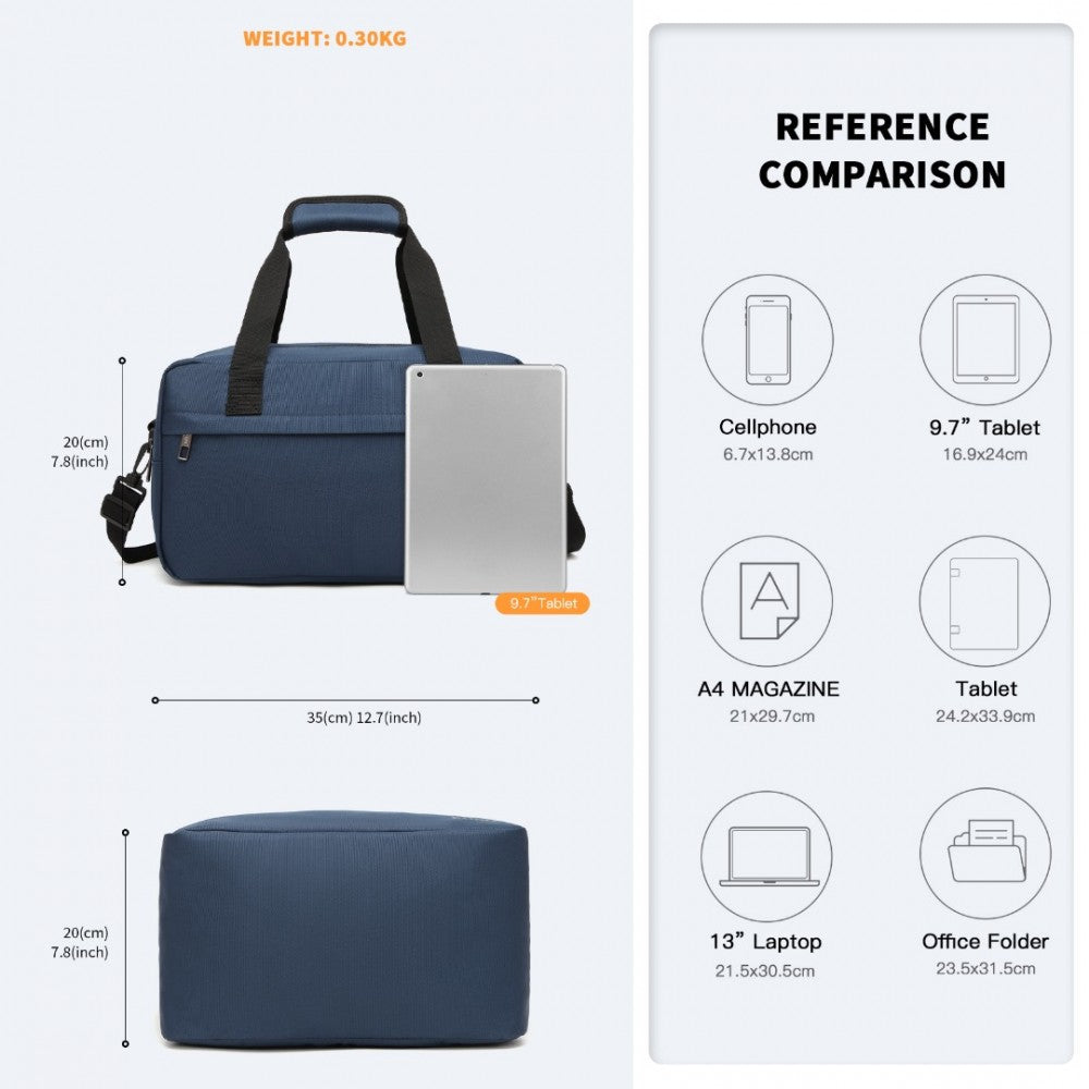 E1960S - KONO LIGHTWEIGHT MULTI PURPOSE UNISEX SPORTS TRAVEL DUFFEL BAG - NAVY - The Baggage Shop