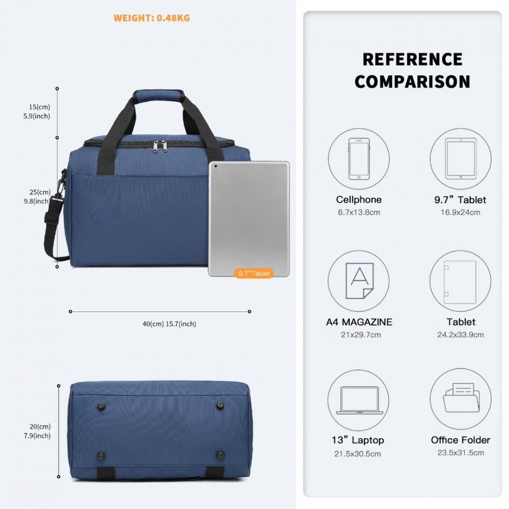 E2016S - KONO STRUCTURED TRAVEL DUFFLE BAG - NAVY - The Baggage Shop