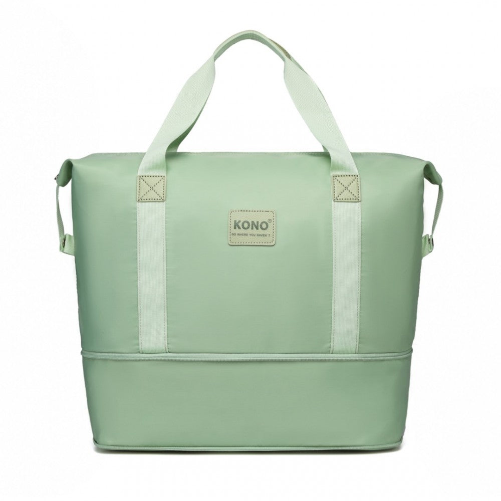 EA2212 - KONO TWO PIECES EXPANDABLE DURABLE WATERPROOF TRAVEL DUFFEL BAG SET - GREEN - The Baggage Shop