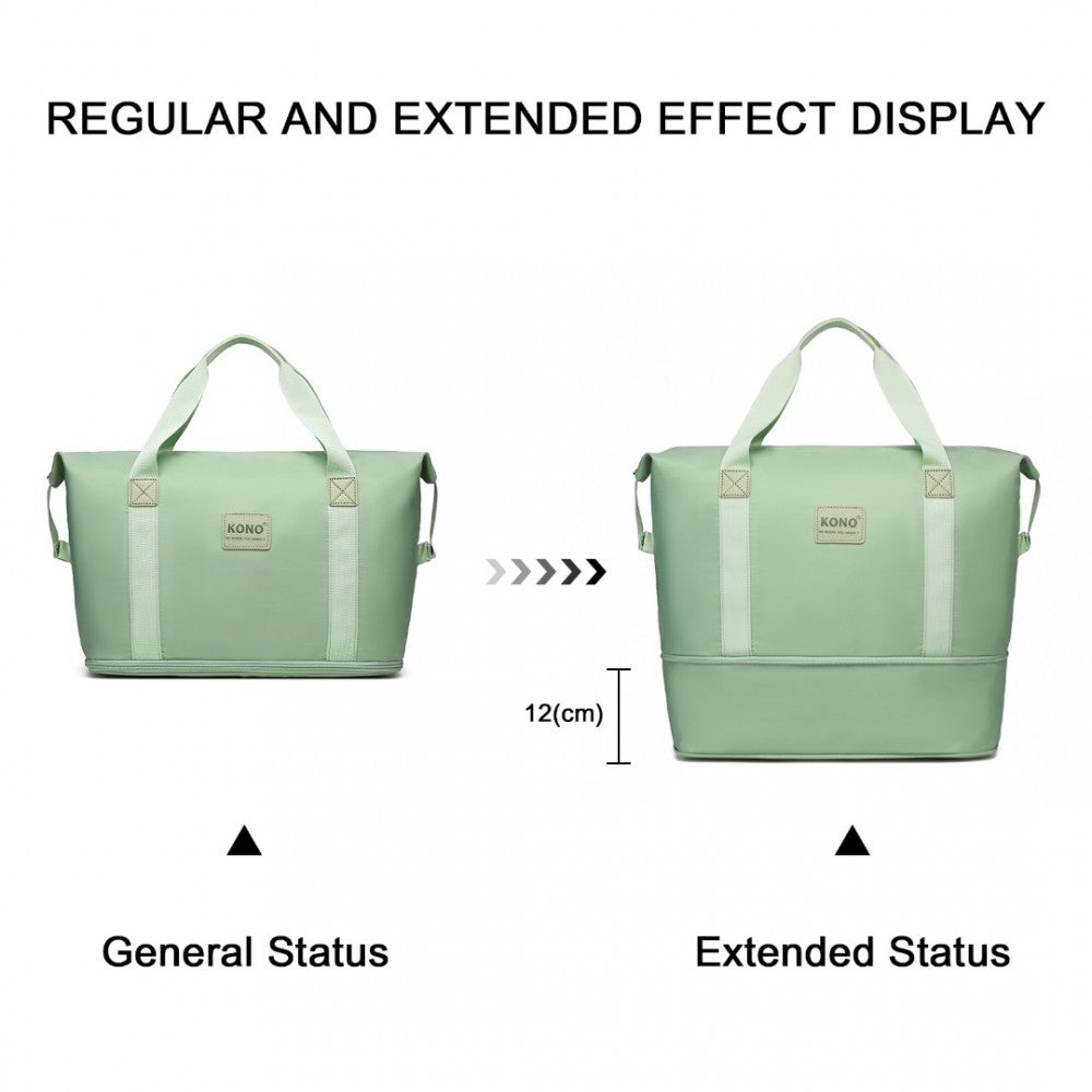 EA2212 - KONO TWO PIECES EXPANDABLE DURABLE WATERPROOF TRAVEL DUFFEL BAG SET - GREEN - The Baggage Shop