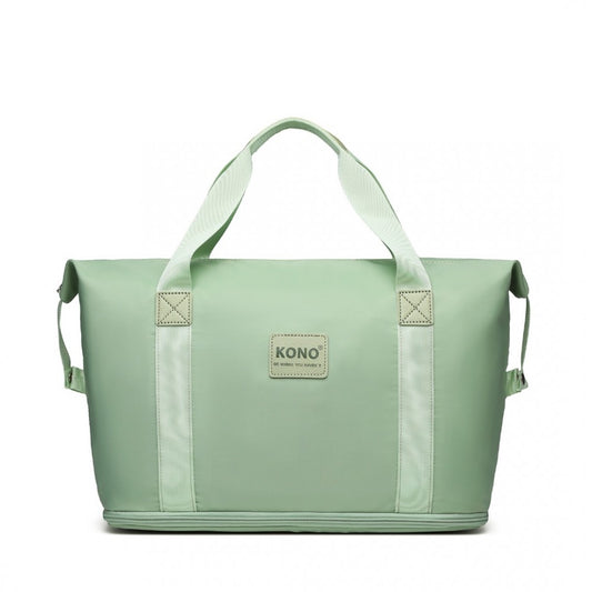EA2212 - KONO TWO PIECES EXPANDABLE DURABLE WATERPROOF TRAVEL DUFFEL BAG SET - GREEN - The Baggage Shop