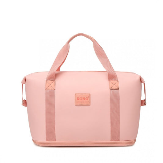 EA2212 - KONO TWO PIECES EXPANDABLE DURABLE WATERPROOF TRAVEL DUFFEL BAG SET - PINK - The Baggage Shop