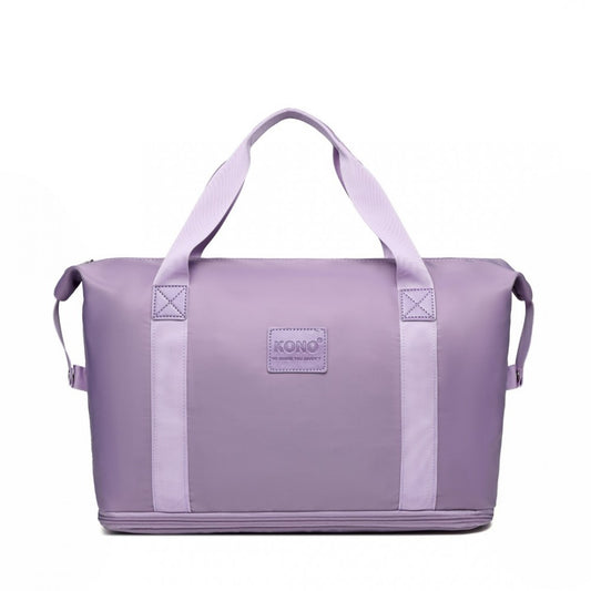 EA2212 - KONO TWO PIECES EXPANDABLE DURABLE WATERPROOF TRAVEL DUFFEL BAG SET - PURPLE - The Baggage Shop