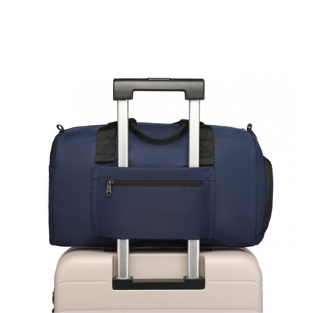EA2305 - KONO WATERPROOF DUFFEL BAG LIGHTWEIGHT SPORTS GYM BAG WITH SHOES COMPARTMENT - NAVY - The Baggage Shop