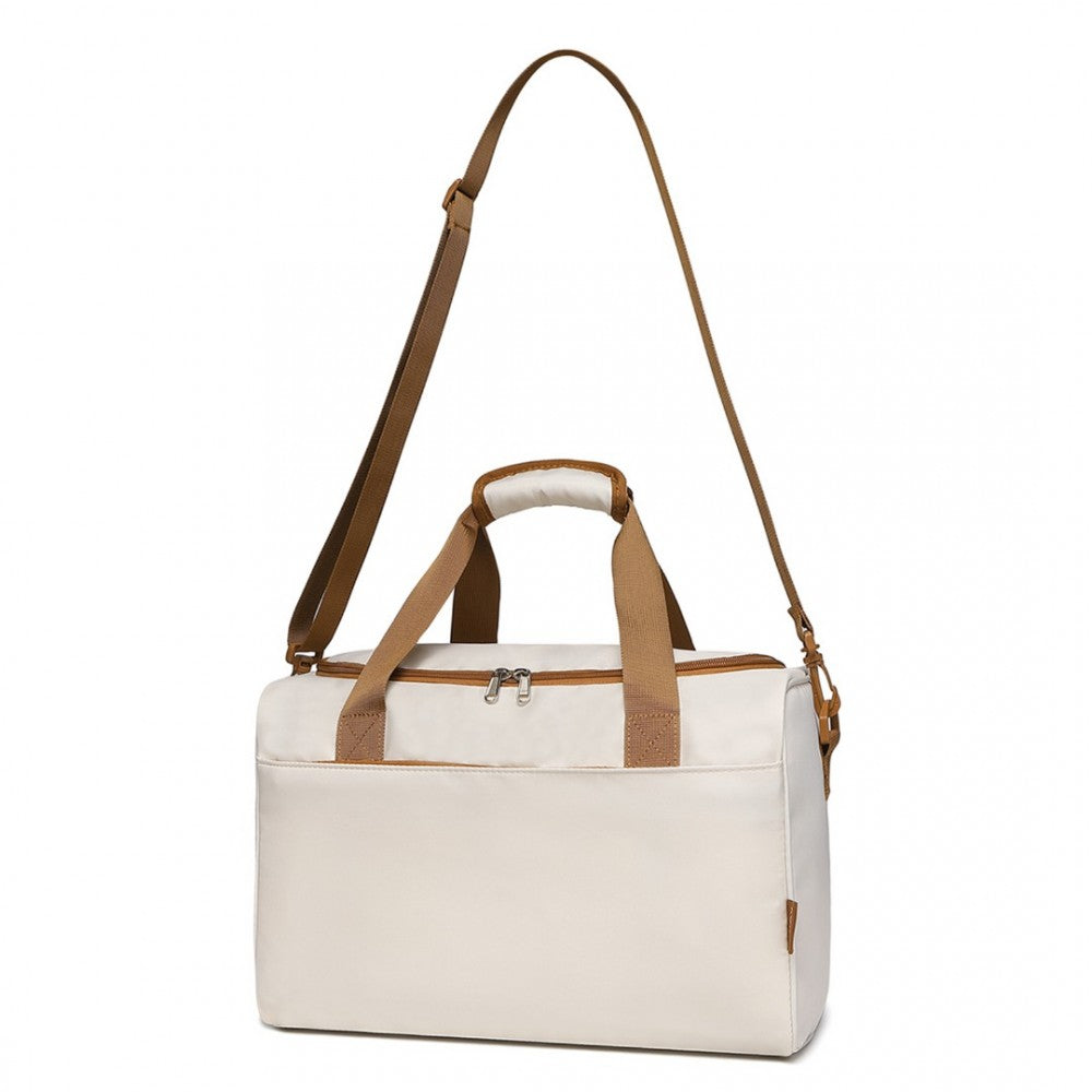 EA2321 - KONO SPACIOUS TRAVEL STORAGE BAG HANDBAG - CREAM - The Baggage Shop