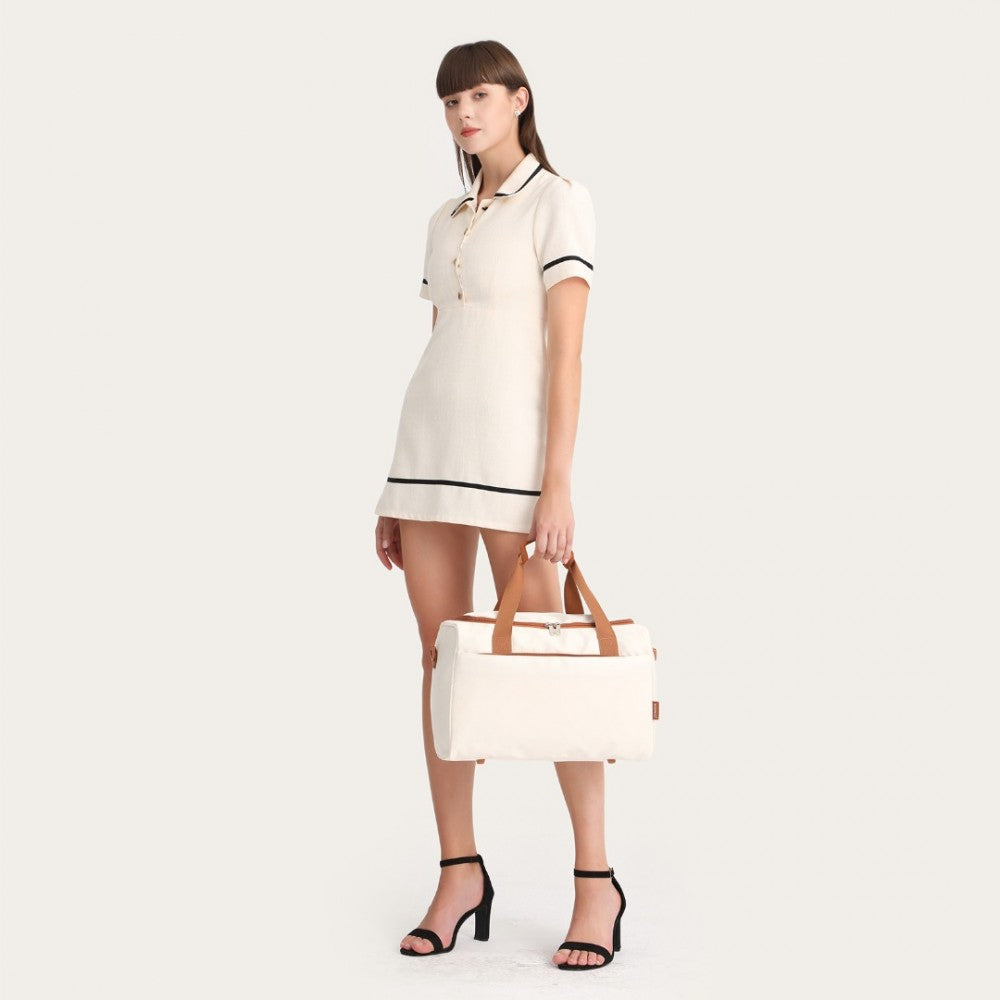 EA2321 - KONO SPACIOUS TRAVEL STORAGE BAG HANDBAG - CREAM - The Baggage Shop