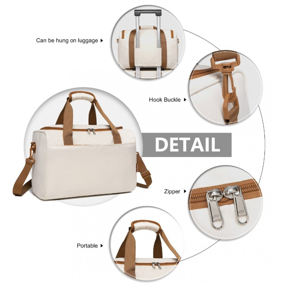 EA2321 - KONO SPACIOUS TRAVEL STORAGE BAG HANDBAG - CREAM - The Baggage Shop