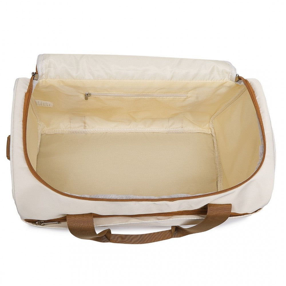 EA2321 - KONO SPACIOUS TRAVEL STORAGE BAG HANDBAG - CREAM - The Baggage Shop