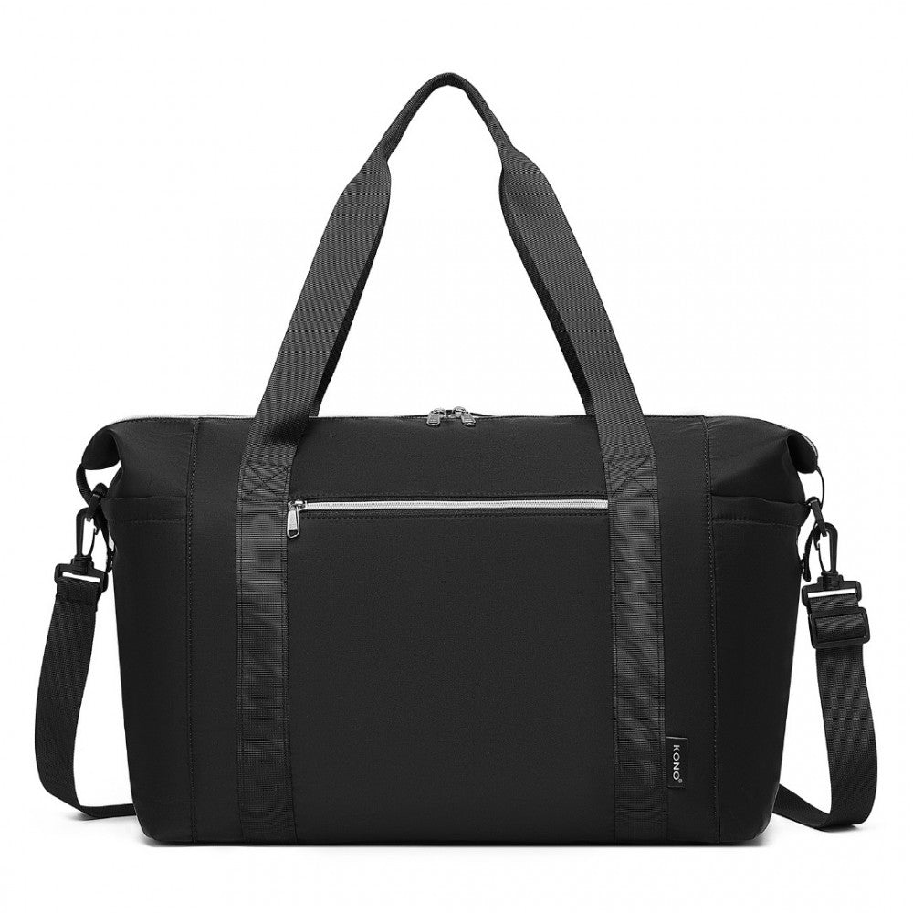 EA2402 - KONO MULTIFUNCTIONAL LARGE CAPACITY LIGHTWEIGHT WATER-RESISTANT TRAVEL AND GYM DUFFEL BAG WITH WET AND DRY SEPARATION COMPARTMENT - BLACK - The Baggage Shop