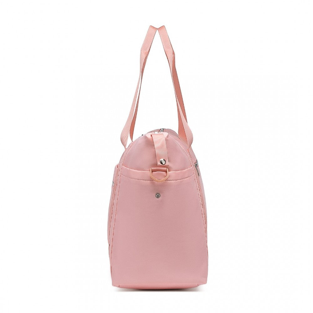 EA2402 - KONO MULTIFUNCTIONAL LARGE CAPACITY LIGHTWEIGHT WATER-RESISTANT TRAVEL AND GYM DUFFEL BAG WITH WET AND DRY SEPARATION COMPARTMENT - PINK - The Baggage Shop