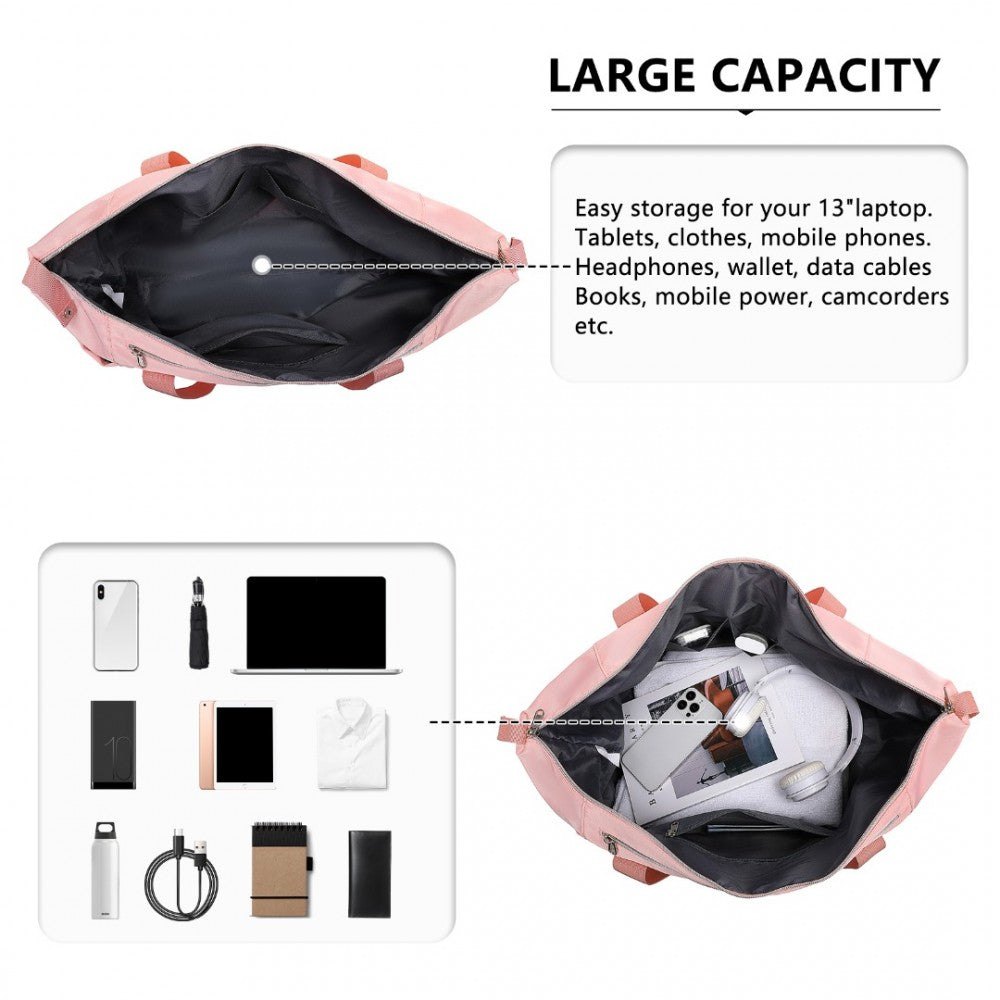 EA2402 - KONO MULTIFUNCTIONAL LARGE CAPACITY LIGHTWEIGHT WATER-RESISTANT TRAVEL AND GYM DUFFEL BAG WITH WET AND DRY SEPARATION COMPARTMENT - PINK - The Baggage Shop