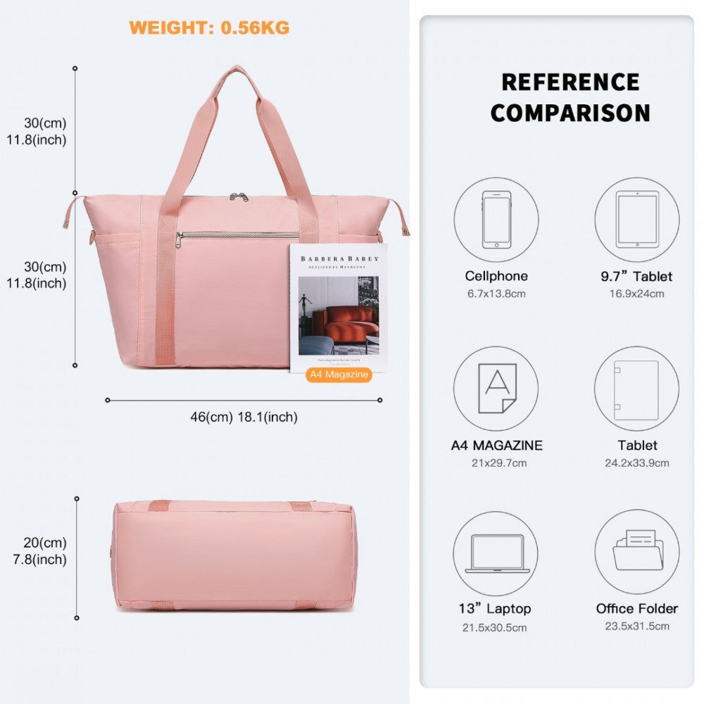 EA2402 - KONO MULTIFUNCTIONAL LARGE CAPACITY LIGHTWEIGHT WATER-RESISTANT TRAVEL AND GYM DUFFEL BAG WITH WET AND DRY SEPARATION COMPARTMENT - PINK - The Baggage Shop