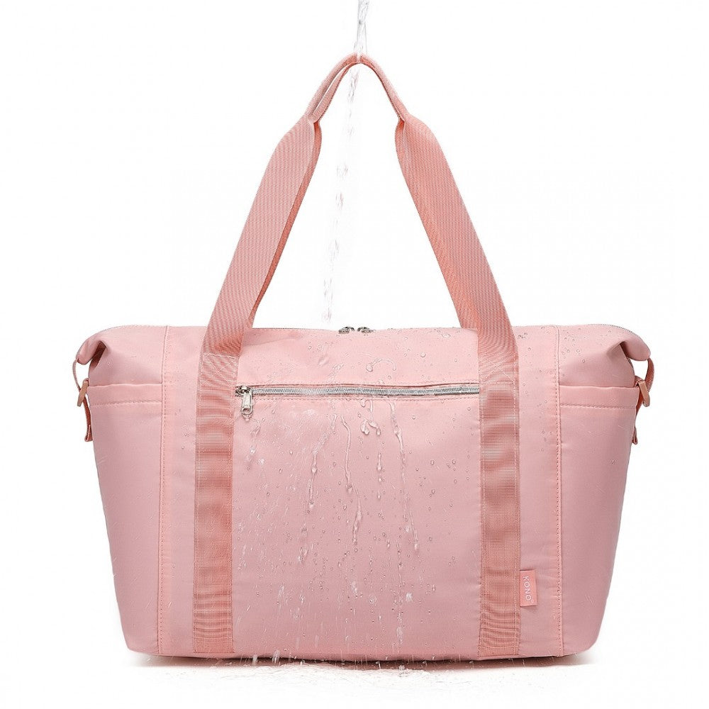 EA2402 - KONO MULTIFUNCTIONAL LARGE CAPACITY LIGHTWEIGHT WATER-RESISTANT TRAVEL AND GYM DUFFEL BAG WITH WET AND DRY SEPARATION COMPARTMENT - PINK - The Baggage Shop