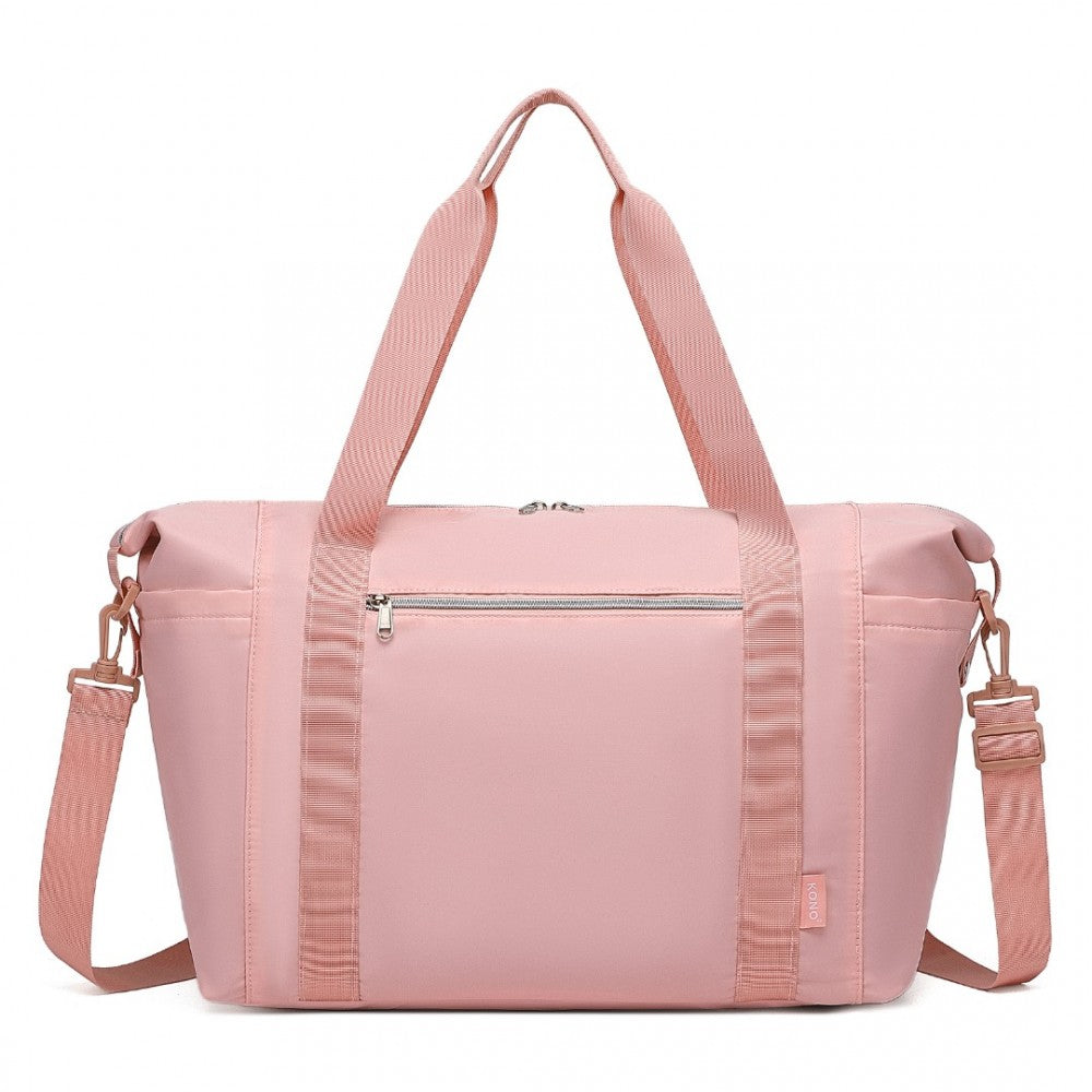 EA2402 - KONO MULTIFUNCTIONAL LARGE CAPACITY LIGHTWEIGHT WATER-RESISTANT TRAVEL AND GYM DUFFEL BAG WITH WET AND DRY SEPARATION COMPARTMENT - PINK - The Baggage Shop