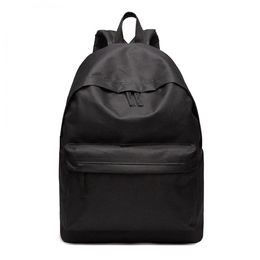 700D - MISS LULU CLASSIC LARGE CAPACITY UNISEX EVERYDAY BACKPACK - BLACK - The Baggage Shop