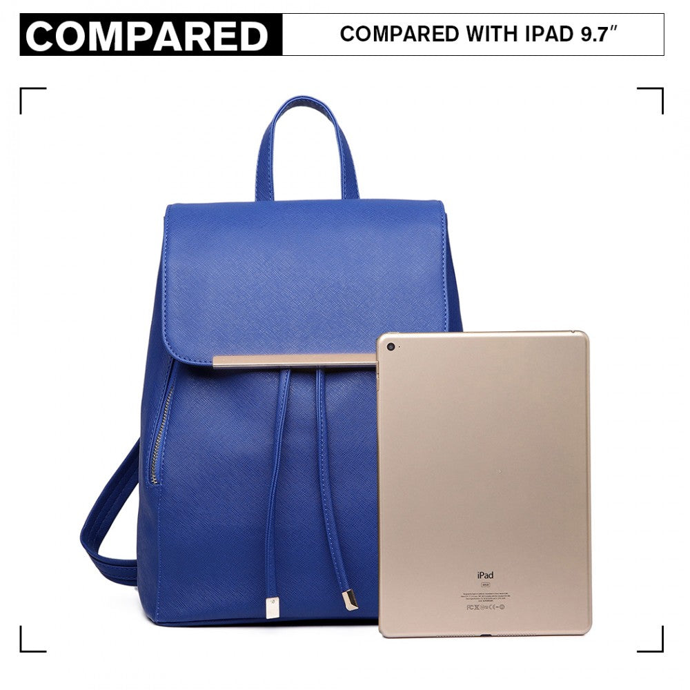 E1669 - MISS LULU FAUX LEATHER STYLISH FASHION BACKPACK - BLUE - The Baggage Shop