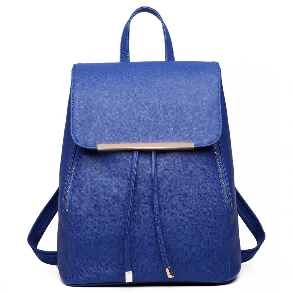 E1669 - MISS LULU FAUX LEATHER STYLISH FASHION BACKPACK - BLUE - The Baggage Shop