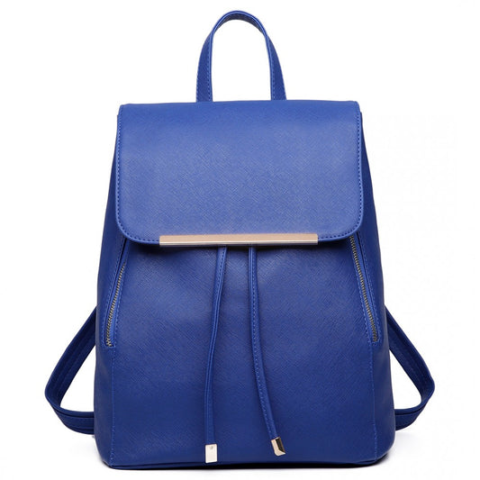 E1669 - MISS LULU FAUX LEATHER STYLISH FASHION BACKPACK - BLUE - The Baggage Shop