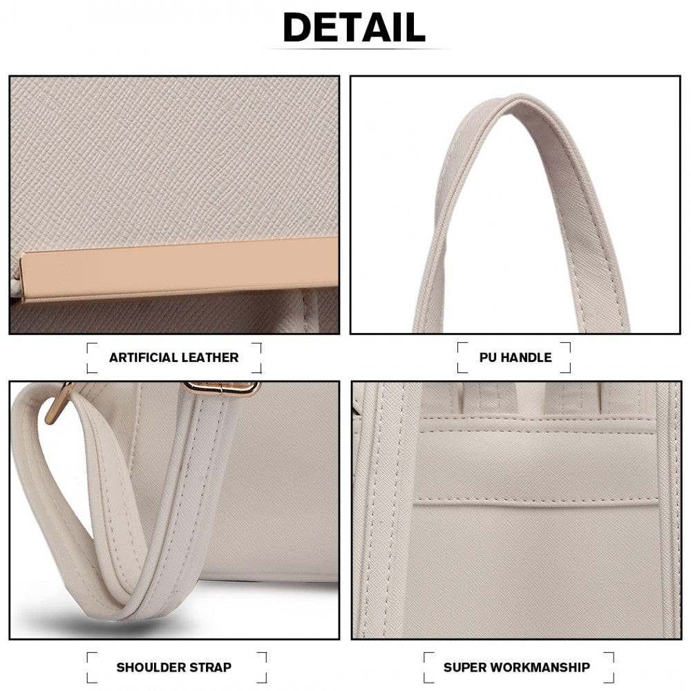 E1669 - MISS LULU FAUX LEATHER STYLISH FASHION BACKPACK - LIGHT GREY - The Baggage Shop